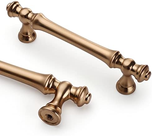 Asidrama 10 Pack 3.75 Inch(96mm) Champagne Bronze Kitchen Cabinet Handles,Brushed Brass Cabinet Pulls Kitchen Cabinet Hardware for Cupboard Gold Drawer Pulls Dresser Handles