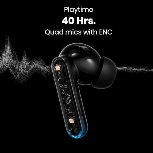 Image of Wireless Bluetooth 5.3 Earbuds with ENC Quad Mic, 40 Hours Playtime, Low Latency Gaming Mode, Deep Bass Stereo Sound, Touch Control, USB-C Charging, in-Ear TWS Earphones
