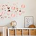 AIMUNOK 66Pcs Rose Pink Circle Mirror Stickers - Polka Dot Funky Aesthetic Self-Adhesive Wall Decals for Bedroom, Living Room, Kitchen & Hallway, Easter Removable Teen Girls Decor