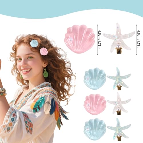 8 pinzas de cabello con concha y estrella de mar miniatura 2