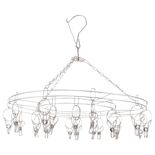 Baluue 2 Colgadores para Secar Hierbas Colgantes con 20 Pinzas de Acero Inoxidable Estante Compacto para Secado Interior y Exterior Rejilla Rústica Ahorra Espacio para Flores y Pasta