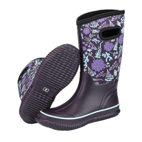 WTW Mid Calf Rain Boots for Women - Waterproof Insulated Neoprene Mud Boots Outdoor Hunting Garden Boots