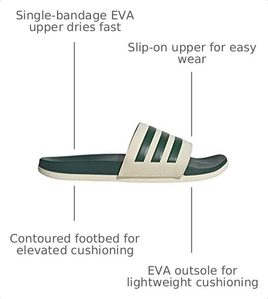 Image of adidas Adult Adilette Comfort Slides Wonder White /Collegiate Green /Gold Metallic 17