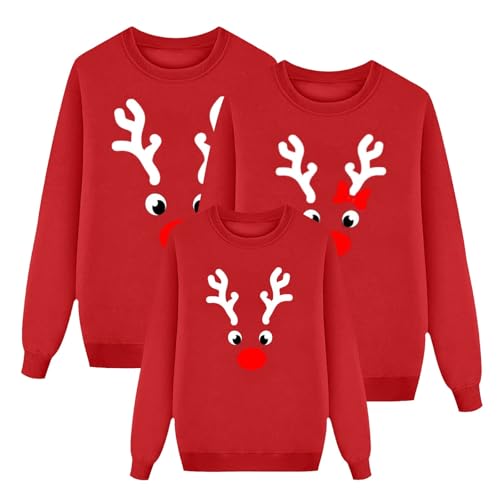 Conjunto de Navidad Familia, Suéter de Navidad Feo Divertido Jersey de Navidad Cuello Redondo Manga Larga Jersey de Punto de Navidad Jersey Invierno Navidad Jersey Estampado de Navidad Blusa Papá Mamá