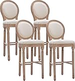 Virabit Bar Height Chairs Set of 4, French Country Bar Stools with Solid Wood Frame and Upholstered Seating, 26 Inch Bar Stools