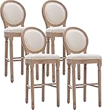 Virabit Counter Height Chairs Set of 4, French Country Bar Stools with Solid Wood Frame and Upholstered Seating, 26 Inch Bar Stools