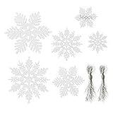 ☞ 【Diseño único】 ： Decoración de copo de nieve brillante. Todos están decorados con un efecto de brillo deslumbrante, no dejan caer polvo, brillan en cualquier ocasión navideña, manualidades y adornos, navidad, fiesta, boda y otras decoraciones ideales.