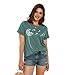 Cicy Bell Women's Dandelion Print T Shirts Cute Graphic Tees Short Sleeve Summer Cotton Tee Tops Green