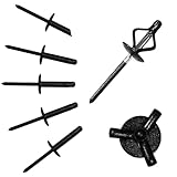 50pcs 3/16'' x 1'' Aluminum Pop Blind Rivets,4.8 x 25mm Tri-fold Exploding Pop Rivets (Black)