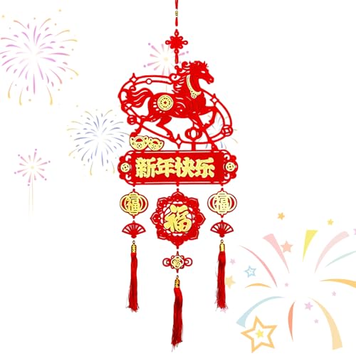 Chinese New Year Decorations 2026, Years of The Horse Ornament, Lunar New Year Horse Hanging Pendant, for Wall Window Door