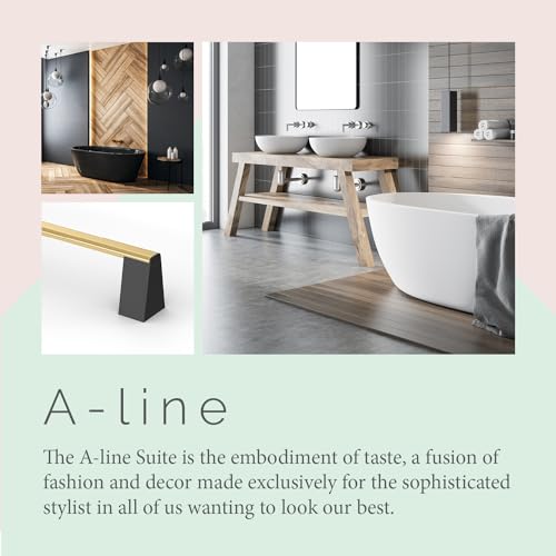 Image of Gatco 5670 A-Line Towel Bar, 24 Inch, Brushed Brass Matte Black Combo