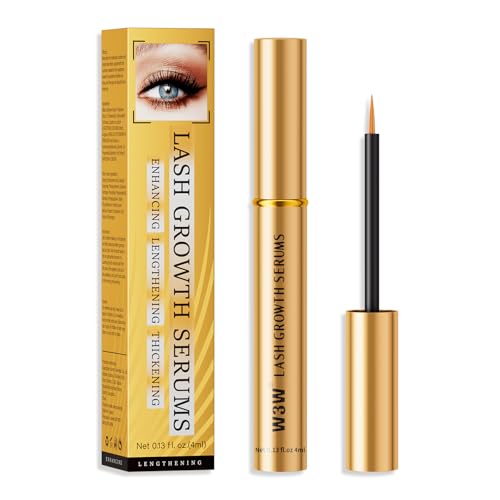 W3W Eyelash Serum - Nourishing eyelash Growth Serum for Eyelash Growth for Natural Longer, Fuller,and Thicker Lashes(Gold)4ML