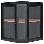 HOOBRO Bamboo Bread Box, Kitchen Countertop Corner Bread Box, Large Capacity 2-Tier Bread Container, Bread Storage Container with Dual Rippled Acrylic Doors, for Kitchen Food Storage, Black EBK12MB01