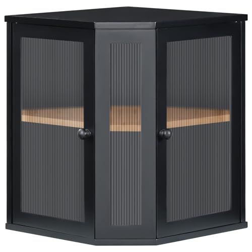 HOOBRO Bamboo Bread Box - Stylish Kitchen Countertop Bread Storage Solution with 2-Tier Design and Dual Acrylic Doors - Black EBK12MB01