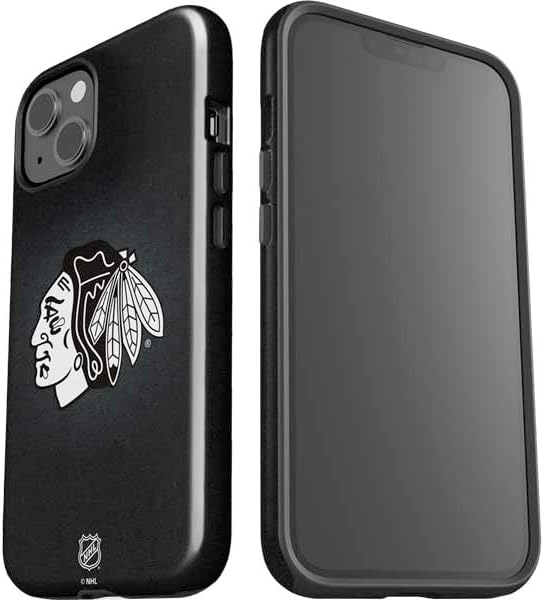 Skinit Impact Phone Case Compatible with iPhone 15 - Officially Licensed NHL Chicago Blackhawks Black Background Design
