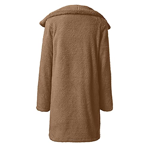 Winter Coats For Women,2022 Trendy Plus Size Fuzzy Fleece Lapel Open Front Long Cardigan Coat Faux Fur Teddy Plush Fluffy Comfy Thicken Warm Winter Jackets Outwear (Brown,Xl) #TOP3