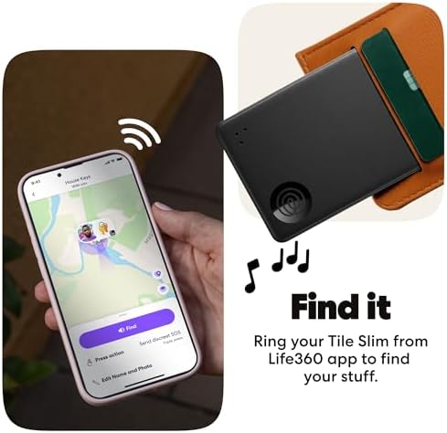 Life360 Tile Slim - Wallet Finder, Bluetooth Tracker and Item Locator for Luggage Tags, Passports and More. Both iOS and Android Compatible. Phone Finder. 2-Pack (Black) — view 3
