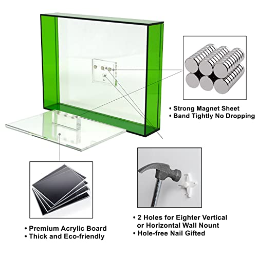 Jingcai Acrylic Wall Mounted Picture Frame Colored Table Top Desktop Photo Frame Display Decorative Magnetic Photo Frame, 5X7 Inch (Green) (Xk0507) #TOP3