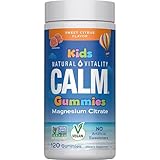 Natural Vitality Calm, Magnesium Citrate Kids Supplement, Stress Relief Gummies, Supports a Healthy Response to Stress, Gluten Free, Vegan, Sweet Citrus, 120 Gummies
