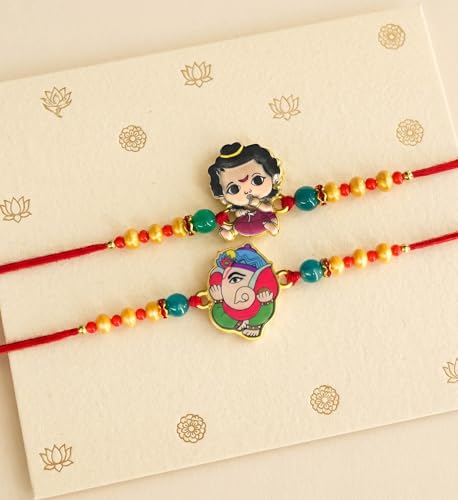 Image of TIED RIBBONS Rakhi Gift for Kids with Chocolates - Cartoon Superhero Rakhi Set of 2 for Kids Boys Baby Brother with Chocolate Greeting Card and Roli Chawal Hamper