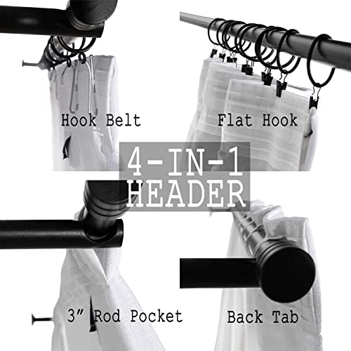 Twopages Beige Room Darkening Curtain Drape 102 Inches Long, Polyester Linen Window Curtain 4-In-1 Header Rod Pocket Flat Hooks Back Tab Hook Belt For Living Room, 84W X 102L, 1 Panel #TOP4