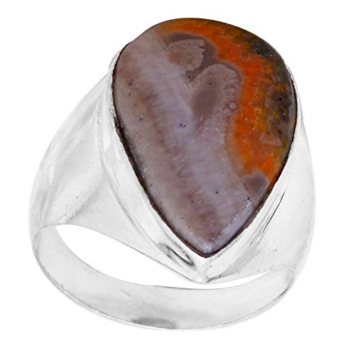 SilverArt Choose Your Color Gemstone 925 Sterling Silver Plated Handmade Teardrop Promise Ring for Men's (10.25, Genuine Bumble Bee Jasper)