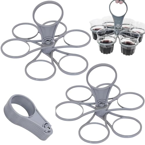 2er-Pack Getränkehalter für 6 Becher, Becherhalter, Sportveranstaltungen und Konzerte, Tragbare Lösung für Mehrere Becherwiederverwendbar