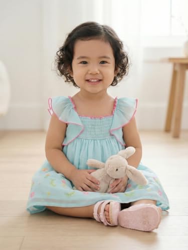 Image of Nautinati Baby Girls Trendy Fit & Flare Frock with Styled Sleeves | Age 0-3 Years