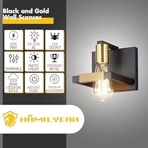   Hamilyeah-Black-Wall-Sconces-Industrial-Sconces-Wall-Lighting-Fixtures-Matte-Black-and-Gold-Indoor-Hardwired-Wall-Sconces-for-Bathroom-Bedroom-Living-Room-Kitchen-Set-of-Two-UL-Listed