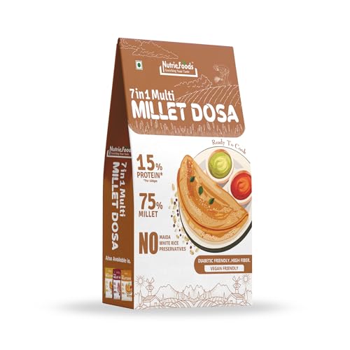Nutriefoods Instant Millet Dosa Premix, 0% Maida, 0% Besan, Made with Millets, Kid Friendly, High in Protein (7 in 1 Millet Dosa, 400, gram)