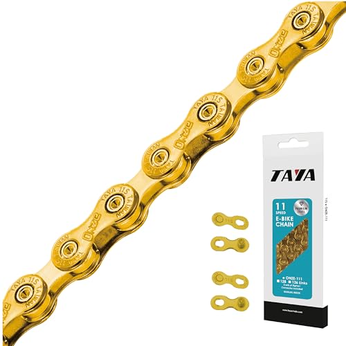TAYA e-ONZE-111 11-Speed Bike Chain, 136 Links, Titanium Gold, Durable and Smooth Shifting, for E-Bike and MTB