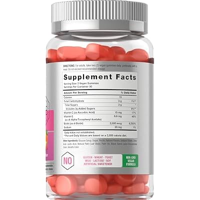 Horbaach Hair Skin and Nails Gummies | 100 Count | with Biotin | Fruit Flavored Vitamins | Non-GMO, Gluten Free Supplement