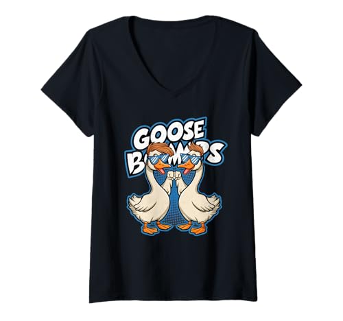 Mujer Cute Goose Bumps Serious Goose Funny Animal Pun Lover Mujeres Camiseta Cuello V
