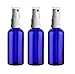 Produktbild Blau Glas-Sprühflaschen Leer mit 18-mm-Halsschraube am Zerstäuber-Sprühkopf und klarer Schutzkappe. Blauglasflasche mit Spray 100 ml schwarzer Zerstäuber - 3 Stück