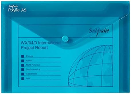 Snopake A5 Polyfile Popper Wallet with Press Stud Closure  Electra Assorted [Pack of 5] Ref: 11355