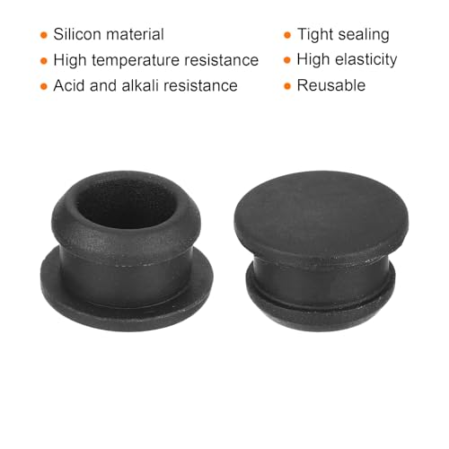 Image of MECCANIXITY Silicone Snap in Locking Hole Plugs,Rubber Panel Seal Cover Flush Type Panel Round for Kitchen Rubber Bulkheads Waterproof Sealing Plugs 12mm /0.47 Inch Diameter Black,Pack of 6