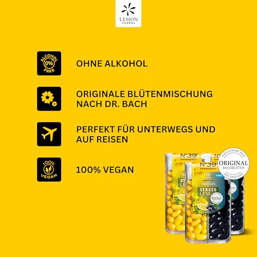 Original Bachblüten N°39 Emergency Stressless Tag & Nacht Dragees 3x 44 g nach Dr. Bach von Lemon Pharma, Vegan