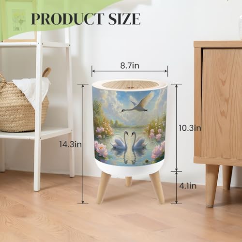 Pequeña caneca de basura redonda con tapa y patas 7L miniatura 3