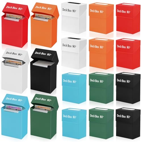 LALATOK 18 x Deck Box Couleur, 73 x 48 x 97 mm Card Deck Case pour Cartes à Collectionner, Boîtes de Rangement 80+ Standard pour Cartes Compatible avec MTG et autres JCC, 6 Couleurs