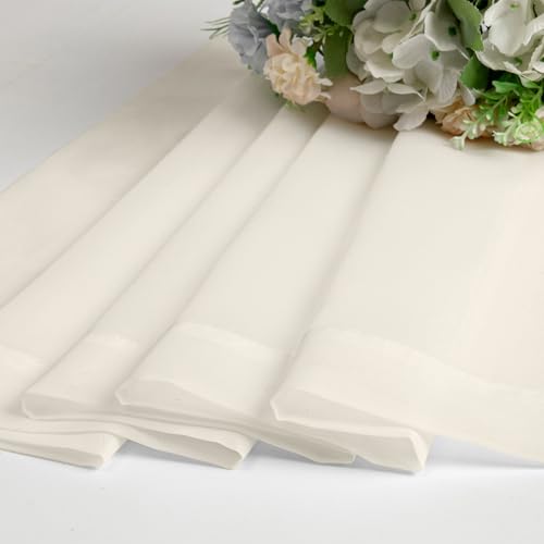 Image of OVZME 2 Panels Cream Sheer Curtains 54 Inches Length Window Treatment for Kitchen, Elegant Airy Transparent Curtain Dual Rod Pocket for Kids Living Room, Each 42 Width 45 Length