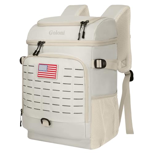 Mochila térmica com 30 latas, 4 lados, tecnologia de retenção de frio, leve e sem usar as mãos para praia, acampamento, caminhada e uso não autorizado