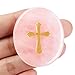 YATOJUZI Rose Quartz Natural Healing Crystals Stones Worry Stone for Anxiety Pink Christian Gifts for Women Crucifix Cross Gemstones 1PCS