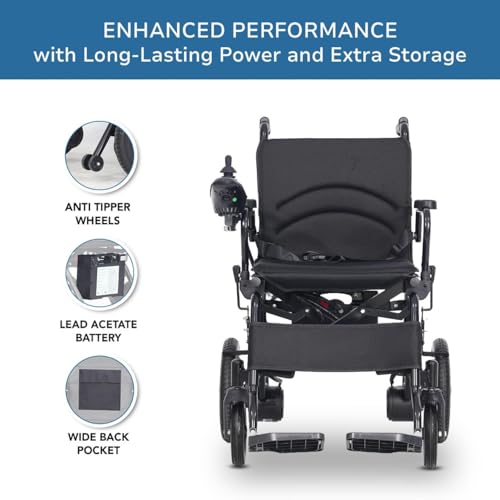 Image of EverActiv EcoMove | Foldable Electric Wheelchair | 22kg Lightweight Motorized with Joystick Control | Lead-Acid Battery | Portable Travel Chair for Elderly | Disabled, Patients | 100 Kg Capacity
