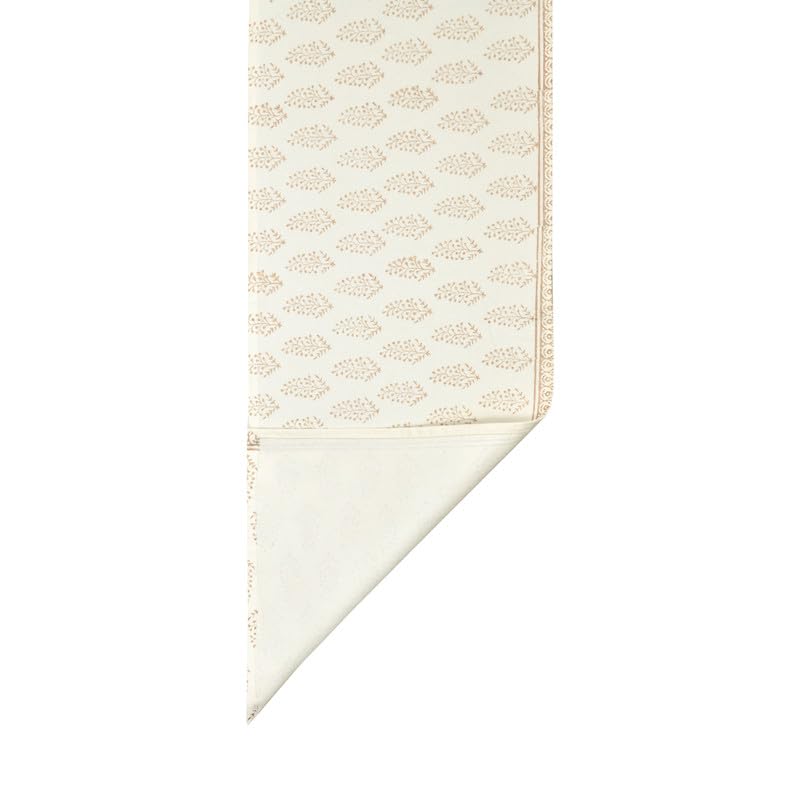 Image of BLOCKS OF INDIA Hand Block Printed Cotton Table Runner for Center /Dining Table(13 x 72 Inches) (Gold Sparkle)