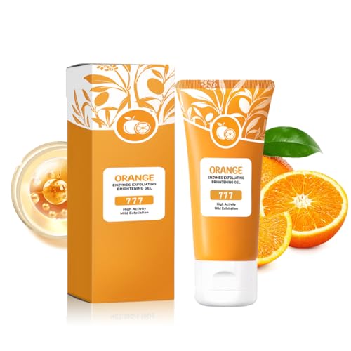 Orange Exfoliating Gel Scrub for Face and Body, Orange Enzymes Peeling Gel, Deep Cleansing Moisturizing Facial & Remove Blackheads for All Types Skin (A, 1 PACK)