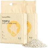 FUKUMARU Tofu Cat Litter Natural Unscented, Dust Free Litter, Flushable Direct to Toilet, Quick Clumping, Lightweight, Low Tracking Cat Litter Pellets, Effective Odor Control, 5.4Kg