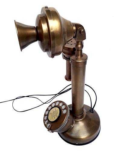 Teléfono de escritorio antiguo de latón estilo vintage miniatura 6