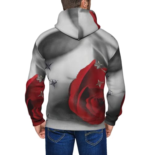 Sweat à capuche rose rouge pour homme pull décontracté d'automne et d'hiver - 7