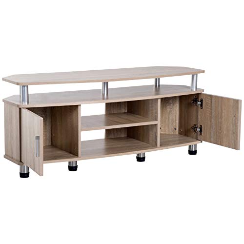 HOMCOM-Mesa-Soporte-de-TV-Mueble-de-Comedor-Salon-Moderno-Armario-2-Puertas-2-Estantes-120x395x52cm-Madera-Color-Roble