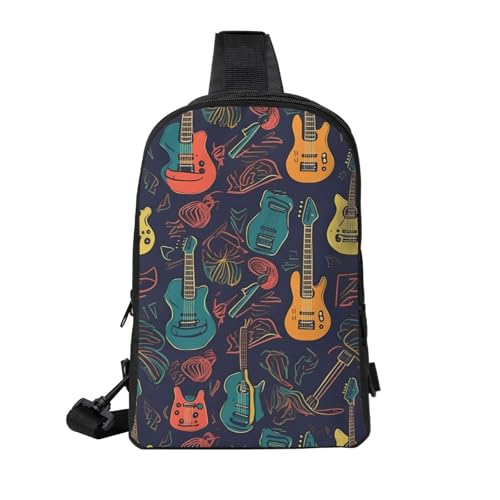 Guitarra Pattern Printed Chest Bag Dual Pocket Diagonally Chest Messenger Bag2